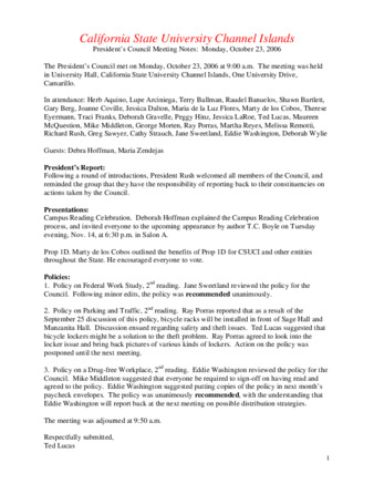 California State University Channel Islands: President's Council Meeting Notes: Monday, October 23, 2006 thumbnail