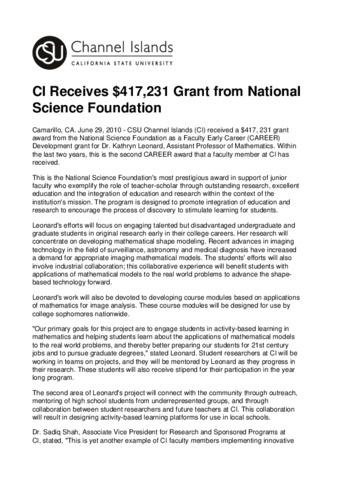 CI Receives $417,231 Grant from National Science Foundation thumbnail