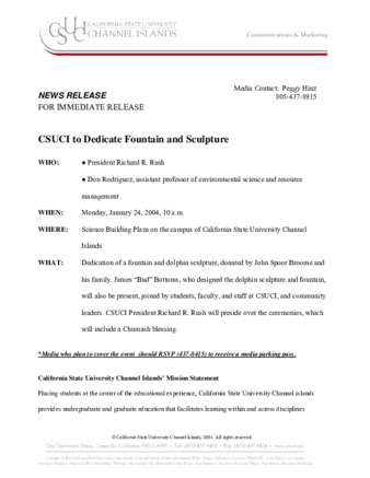 CSUCI to Dedicate Fountain and Sculpture thumbnail