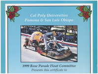 Cal Poly Universities, Pomona and San Luis Obispo, Rose Parade float, 1999 thumbnail
