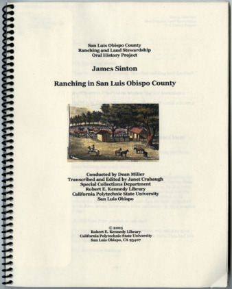 Ranching in San Luis Obispo County [transcript] thumbnail