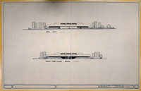 [McCulloch Headquarters, elevations for Side East and Coral Tree Place South], drawing GP-3 thumbnail