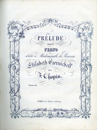 Prélude pour le piano dédié a Mademoiselle la Princess Elisabeth Czernicheff par F. Chopin, oeuvre 45. thumbnail