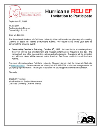 2005 Student Government Carnival Invitation to Participate for Oxnard High School thumbnail