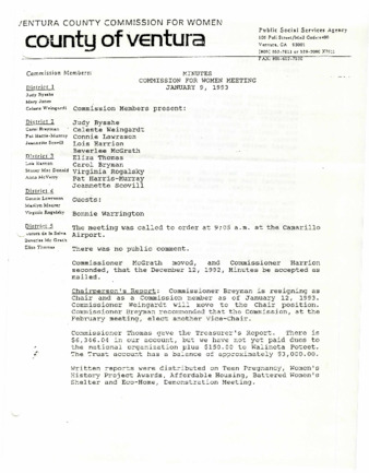 Minutes January 9, 1993 thumbnail