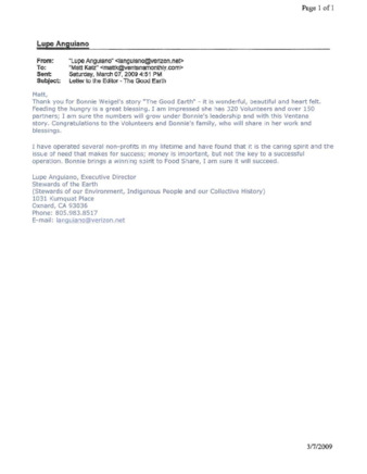 Letter to the Editor - The Good Earth thumbnail
