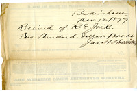 Receipt for 200-dollar payment to John H. Hollister, November 12, 1877 thumbnail