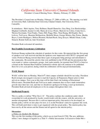 California State University Channel Islands: President's Council Meeting Notes: Monday, February 27, 2006 thumbnail