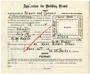 Application for Building Permit for G. W. Baker's real estate office thumbnail