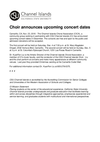 Choir announces upcoming concert dates thumbnail