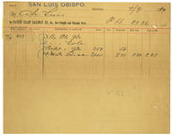 [Freight bill from the Pacific Coast Railway Company to Ah Louis] thumbnail