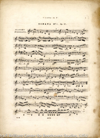 Sonata for horn and piano in F major, op. 17, edited by Moscheles, published by Cramer, Addison & Beale thumbnail