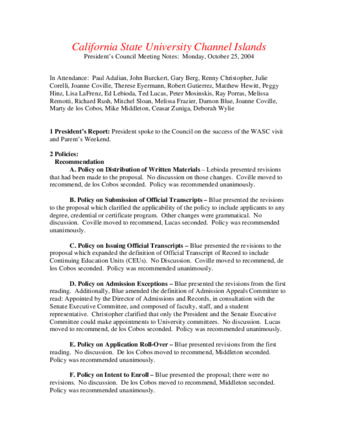 California State University Channel Islands: President's Council Meeting Notes: Monday, October 25, 2004 thumbnail