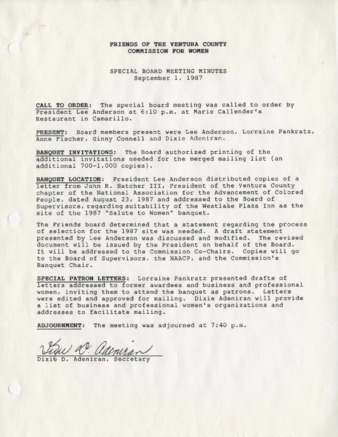 Minutes September 1, 1987 thumbnail