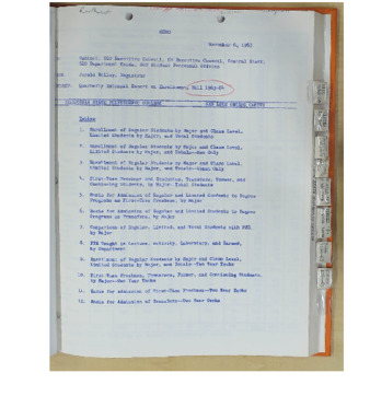 Quarterly internal report on enrollment, Fall 1963-1964 thumbnail