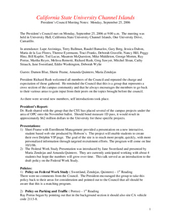California State University Channel Islands: President's Council Meeting Notes: Monday September 25, 2006 thumbnail