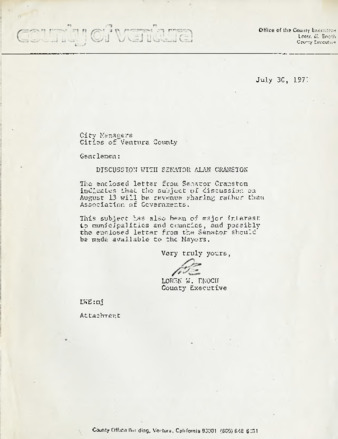 Memo to City Managers Cities of Ventura County thumbnail