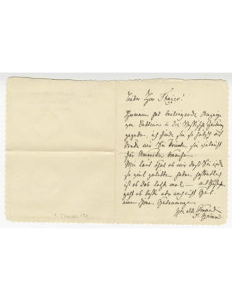 Note from Dorothea Grimm to Alexander Wheelock Thayer, January 1859 thumbnail
