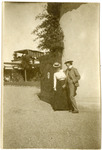 Phoebe Apperson Hearst's Hacienda [couple laughing near a wall] thumbnail