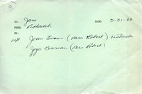 Photograph of women and a flower arrangement and a note identifying them thumbnail