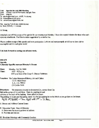 Agenda for July 24, 2000 Culturally Specific Museum Director's Forum thumbnail