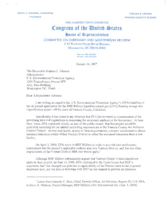 Correspondence from Representatives re: BHP Billiton Liquefied Natural Gas (LNG) thumbnail