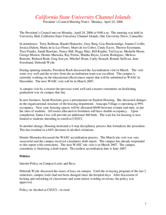 California State University Channel Islands: President's Council Meeting Notes: Monday, April 24, 2006 thumbnail