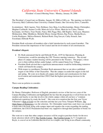 California State University Channel Islands: President's Council Meeting Notes: Monday, January 30, 2006 thumbnail