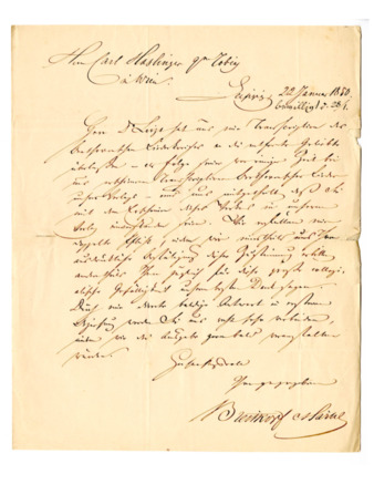 Autograph letter signed from Breitkopf & Härtel to Carl Haslinger, January 22, 1850 thumbnail