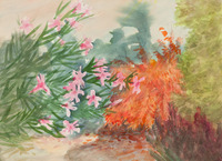 Oleanders and Fall Tree thumbnail
