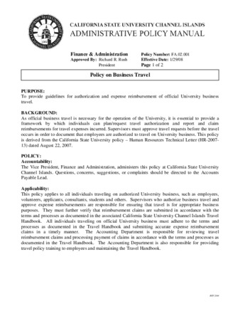 FA.02.001 - Policy on Business Travel thumbnail