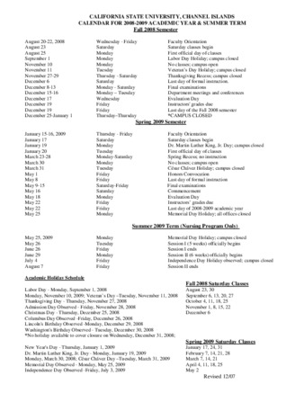 SP 07-07 Calendar for 2008-2009 Academic Year and Summer Term thumbnail