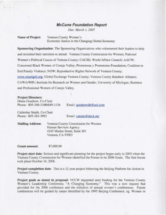 Ventura County Women's Economic Justice in the Changing Global Economy thumbnail