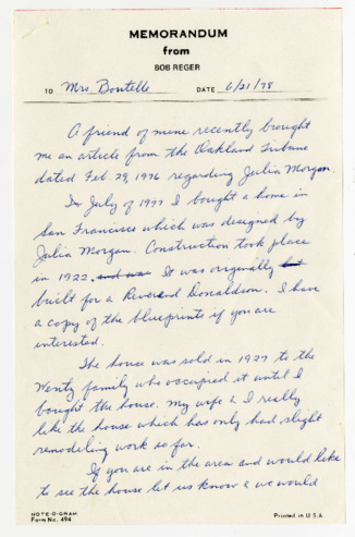 Correspondence from Bob Reger thumbnail
