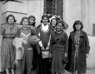Group of teenager girls posing in front of the YWCA building thumbnail