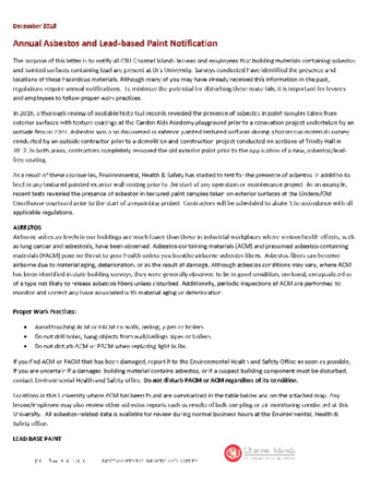 2018 Annual Asbestos and Lead-based Paint Notification thumbnail