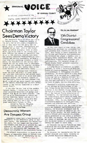 Democratic Voice of Ventura County Volume 1 No. 1 thumbnail