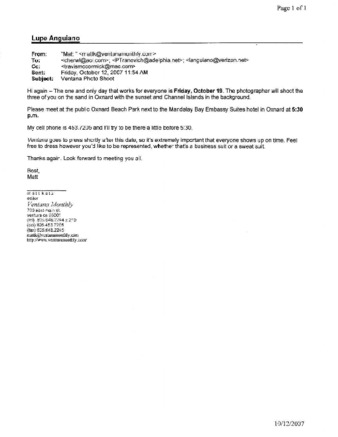 E-mail from "Ventana" magazine thumbnail