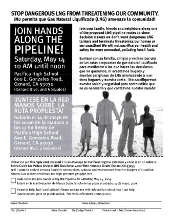 Meeting Notice: Join Hands Along the Pipeline, bilingual in English and Spanish thumbnail