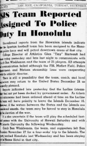 SJS Team Reported Assigned to Police Duty in Honolulu thumbnail