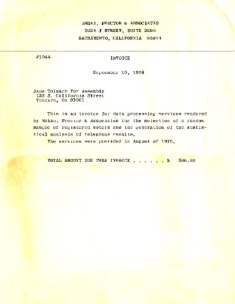 Invoice from Mahan, Proctor, and Associates thumbnail