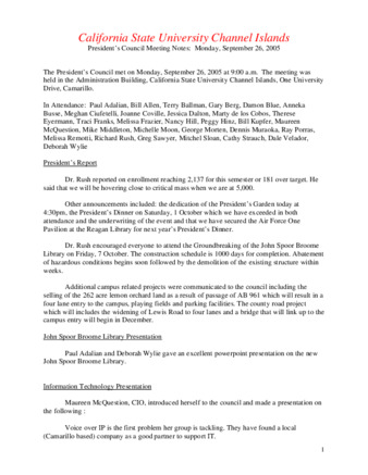 California State University Channel Islands: President's Council Meeting Notes: Monday, September 26, 2005 thumbnail