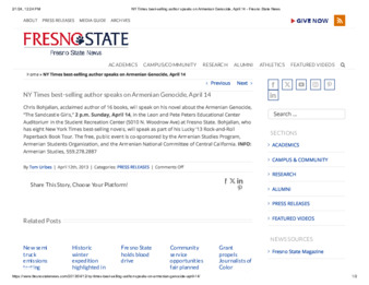 NY Times best-selling author speaks on Armenian Genocide, April 14 thumbnail