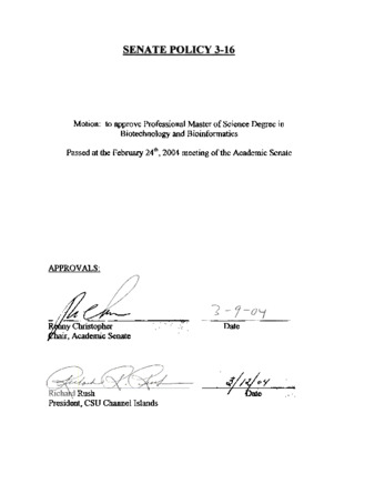 SP 03-16 Professional Master of Science Degree in Biotechnology and Bioinformatics thumbnail