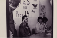 Cesar Chavez and supporters at a pro-Proposition 14 community meeting in Santa Maria thumbnail