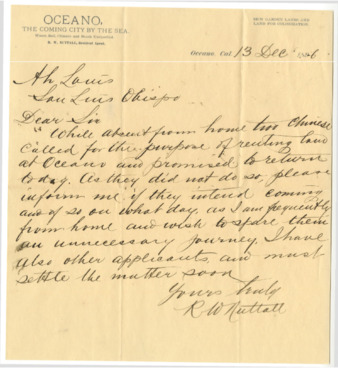 Letter from R. W. Nuttall thumbnail