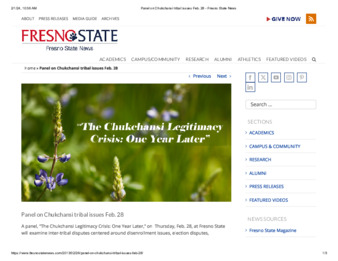 Panel on Chukchansi tribal issues Feb. 28 thumbnail