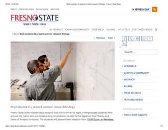 Math students to present summer research findings thumbnail