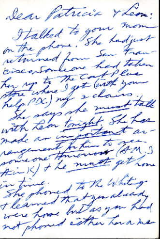 Undated letter from Carl Duncan to Patricia Whiting thumbnail