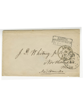 Envelope for letter addressed to J. D. Whitney Jr. (year unknown; possibly 1863) thumbnail